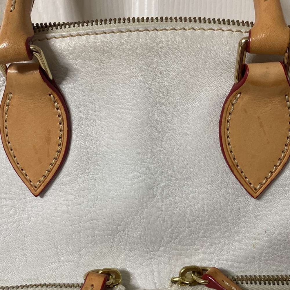 Dooney and Bourke White Dillen Double Pocket Peddle Leather Satchel Vintage - Picture 14 of 14